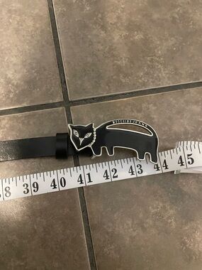 Moschino Black Cat Enamel Belt with Silver Trim